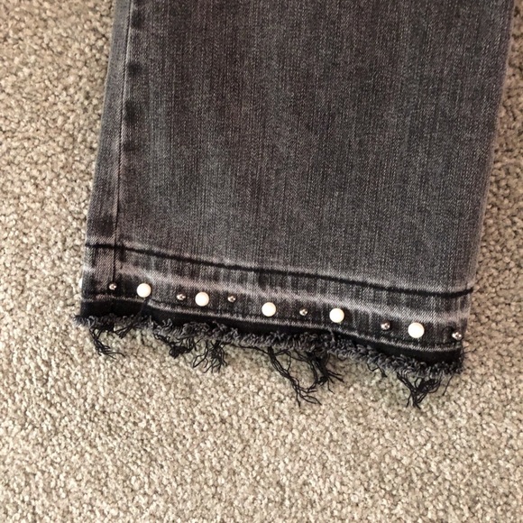 Lane Bryant Sz 16 Kick Boot Black Frayed Hem Cropped Jeans Pearl Frayed Hem - Picture 3 of 5